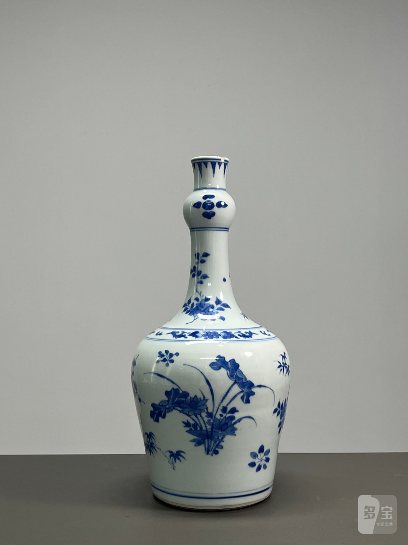 明崇祯 青花花鸟图瓶 - 图4